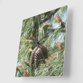 Horloge Carrée Pine cones (Angle)