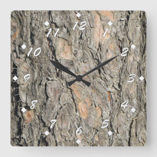 Horloge Carrée Pine Tree Bark