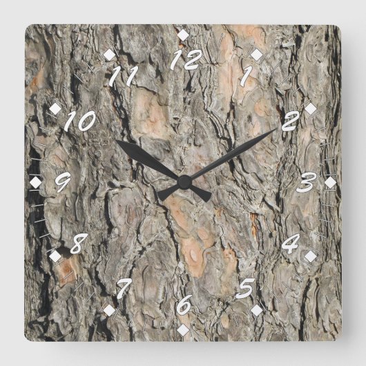Horloge Carrée Pine Tree Bark (Recto)