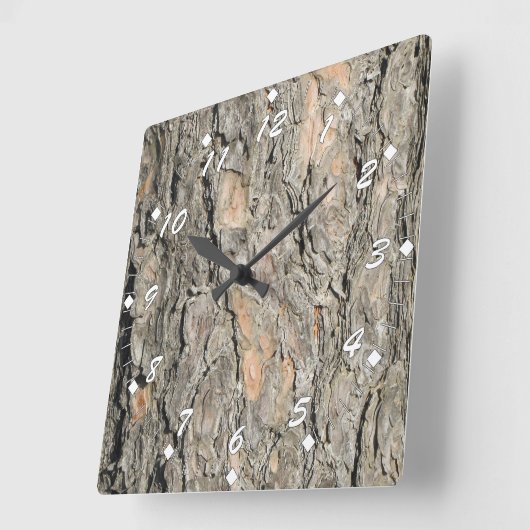 Horloge Carrée Pine Tree Bark (Angle)