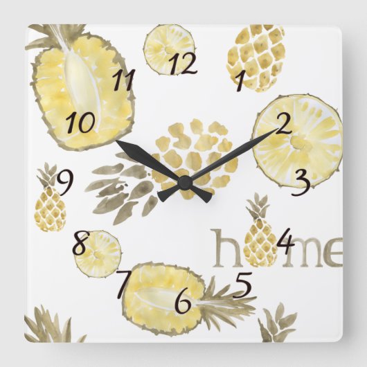 Horloge Carrée Pineapple Country Rustic Farmhouse Wall Clock (Recto)