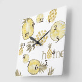 Horloge Carrée Pineapple Country Rustic Farmhouse Wall Clock (Angle)
