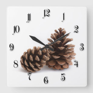 Horloge Carrée Pinecones
