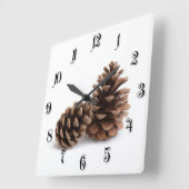 Horloge Carrée Pinecones (Angle)
