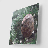 Horloge Carrée Pinecones (Angle)