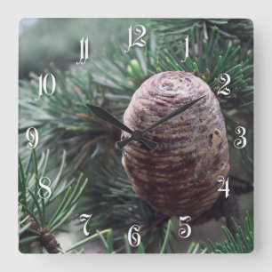 Horloge Carrée Pinecones