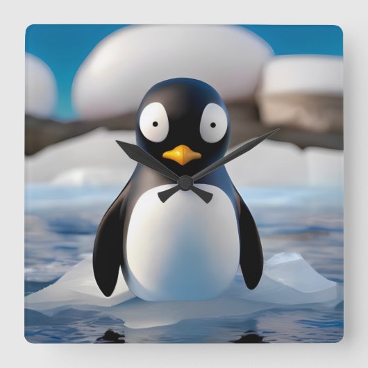 Horloge Carrée Pingouin (Recto)