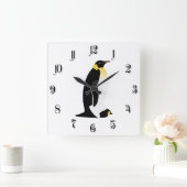 Horloge Carrée Pingouin avec son bébé (Maison)