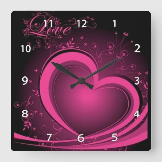 Horloge Carrée Pink Abstract Heart Clock (Recto)