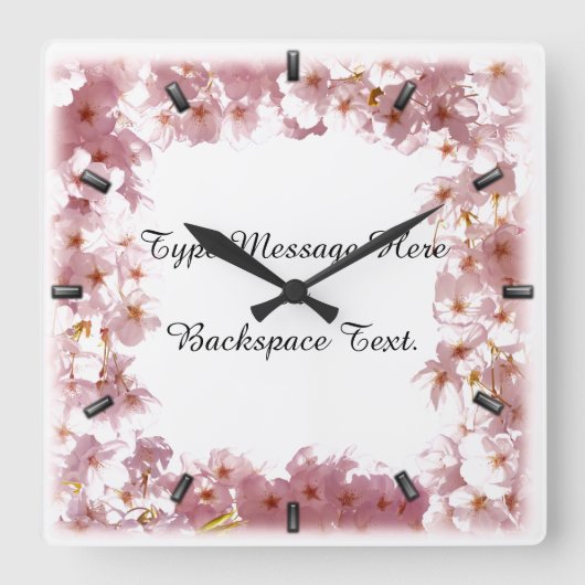 Horloge Carrée Pink Blossom Clock Cherry Blossoms Wall Clocks (Recto)