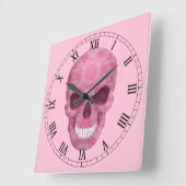 Horloge Carrée Pink Camouflage Skull Roman Numeral Clock (Angle)