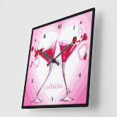 Horloge Carrée Pink Cocktail Wall Clock (Angle)