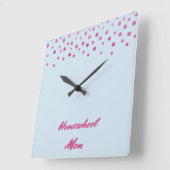 Horloge Carrée Pink Confetti Homeschool Maman (Angle)