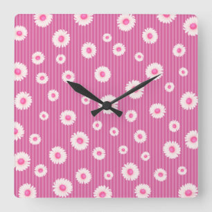 Horloge Carrée Pink Daisy