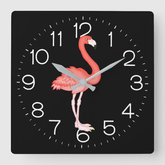 Horloge Carrée Pink Flamingo (Recto)
