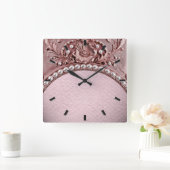 Horloge Carrée Pink Flower Wall Clock (Maison)