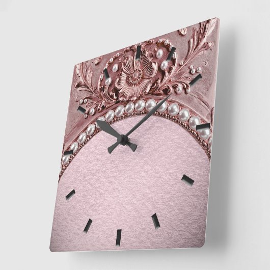 Horloge Carrée Pink Flower Wall Clock (Angle)
