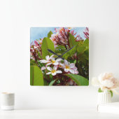 Horloge Carrée Pink Flowering Frangipani Tree (Maison)