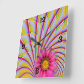 Horloge Carrée Pink Gerbera Wall Clock (Angle)