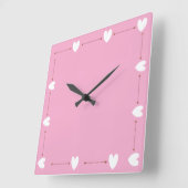 Horloge Carrée Pink Heart Wall Clock – Cute Minimal Home Decor (Angle)