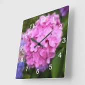 Horloge Carrée Pink Hydrangea Wall Clock (Angle)