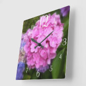 Horloge Carrée Pink Hydrangea Wall Clock (Angle)