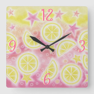 Horloge Carrée Pink Lemonade Numbers' clock square