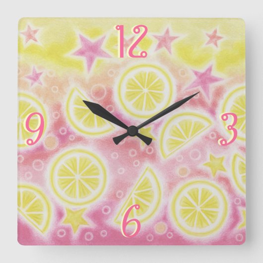 Horloge Carrée Pink Lemonade Numbers' clock square (Recto)
