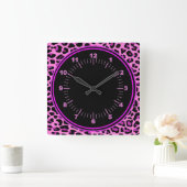 Horloge Carrée Pink Leopard Wall Clock (Maison)