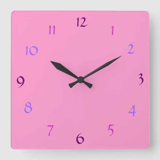 Horloge Carrée Pink Modern Wall Clock (Recto)