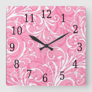 Horloge Carrée Pink Ornamental Square Clock