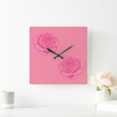 Horloge Carrée Pink roses (Maison)