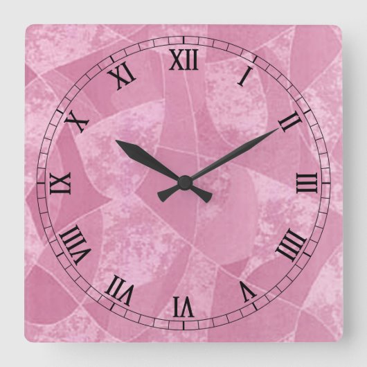 Horloge Carrée Pink Stain Glass Square Roman Numerals Clock (Recto)