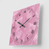 Horloge Carrée Pink Stain Glass Square Roman Numerals Clock (Angle)