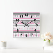 Horloge Carrée Pink White and Gray (Maison)