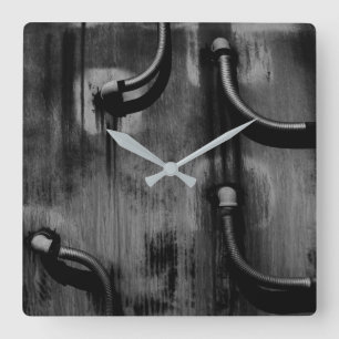 Horloge Carrée Pipe et ombre en noir et blanc