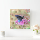 Horloge Carrée Pipevine Swallowtail sur Buddleia de David (Maison)