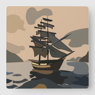 Horloge Carrée Pirate Pirate Navire Aventure Pirate