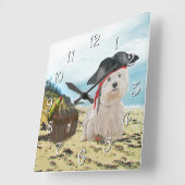 Horloge Carrée Pirate Westie (Angle)