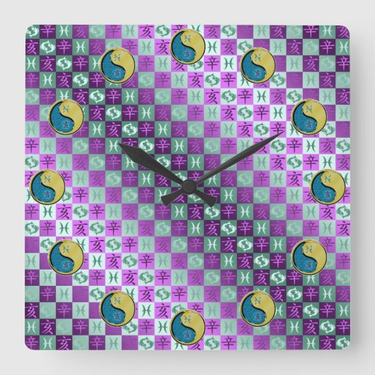 Horloge Carrée Pisces & Metal Boar (Recto)