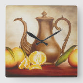 Horloge Carrée Pitcher avec Oranges (Recto)