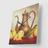 Horloge Carrée Pitcher avec Oranges (Angle)
