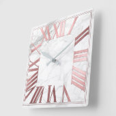 Horloge Carrée PixDezines FAUX ROSE GOLD ROMAN NUMEROS (Angle)