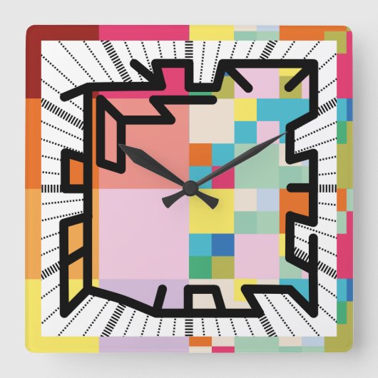 Horloge Carrée PIXELAT chained numbers by masanser (Recto)