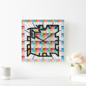 Horloge Carrée PIXELAT chained numbers by masanser (Maison)