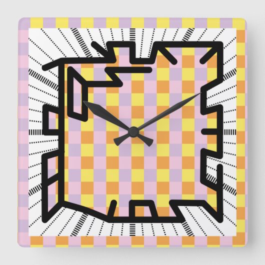 Horloge Carrée PIXELAT chained numbers by masanser (Recto)