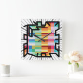 Horloge Carrée PIXELAT chained numbers by masanser (Maison)