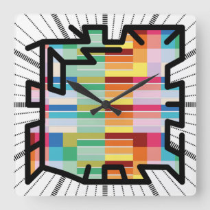 Horloge Carrée PIXELAT chained numbers by masanser