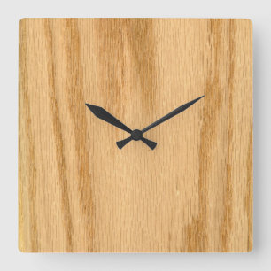 Horloge Carrée Placage de véritable chêne rouge veinure bois