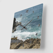 Horloge Carrée Plage à l'océan (Angle)